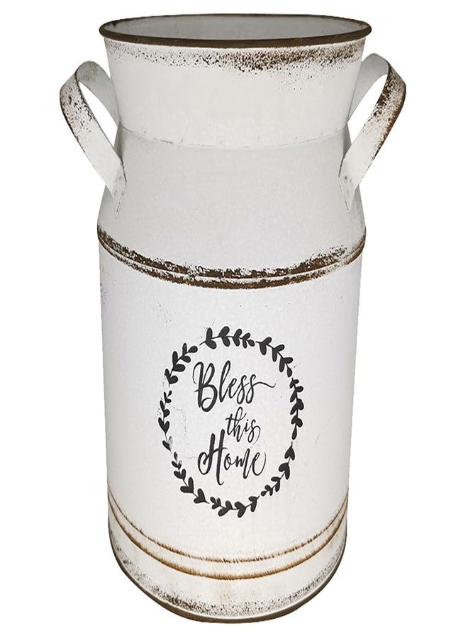 TOPPERFUN Large Antique Vase, 12x8in White European Pastoral Style Milk Can, Country Pot Decoration Bottle, Pot Storage Bottle - Image 1